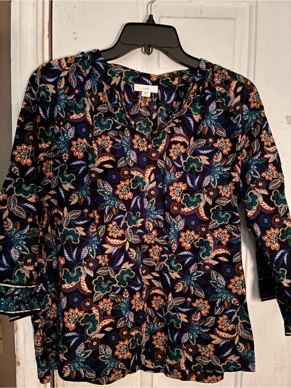 J. Jill Navy Floral print blouse size small petite